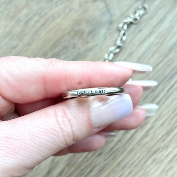 Gucci 925 Sterling Silver “GG” Logo Pendant Interlocking Chain Necklace - Picture 10 of 12